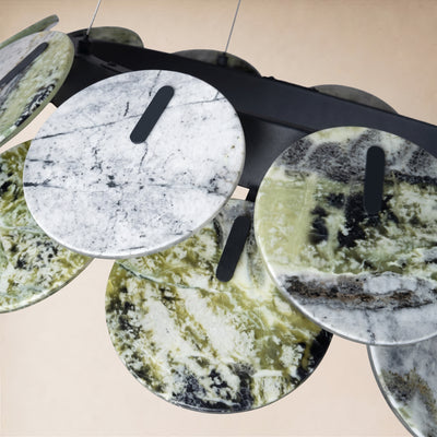 Pietra Green Marble Disc Chandelier 31.4"D