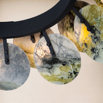 Pietra Green Marble Disc Chandelier 31.4"D