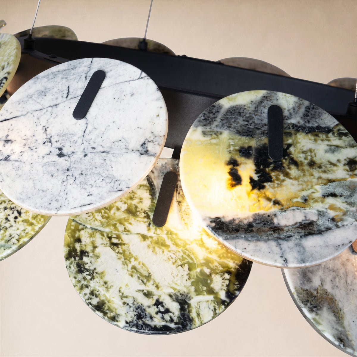 Pietra Green Marble Disc Chandelier 31.4"D