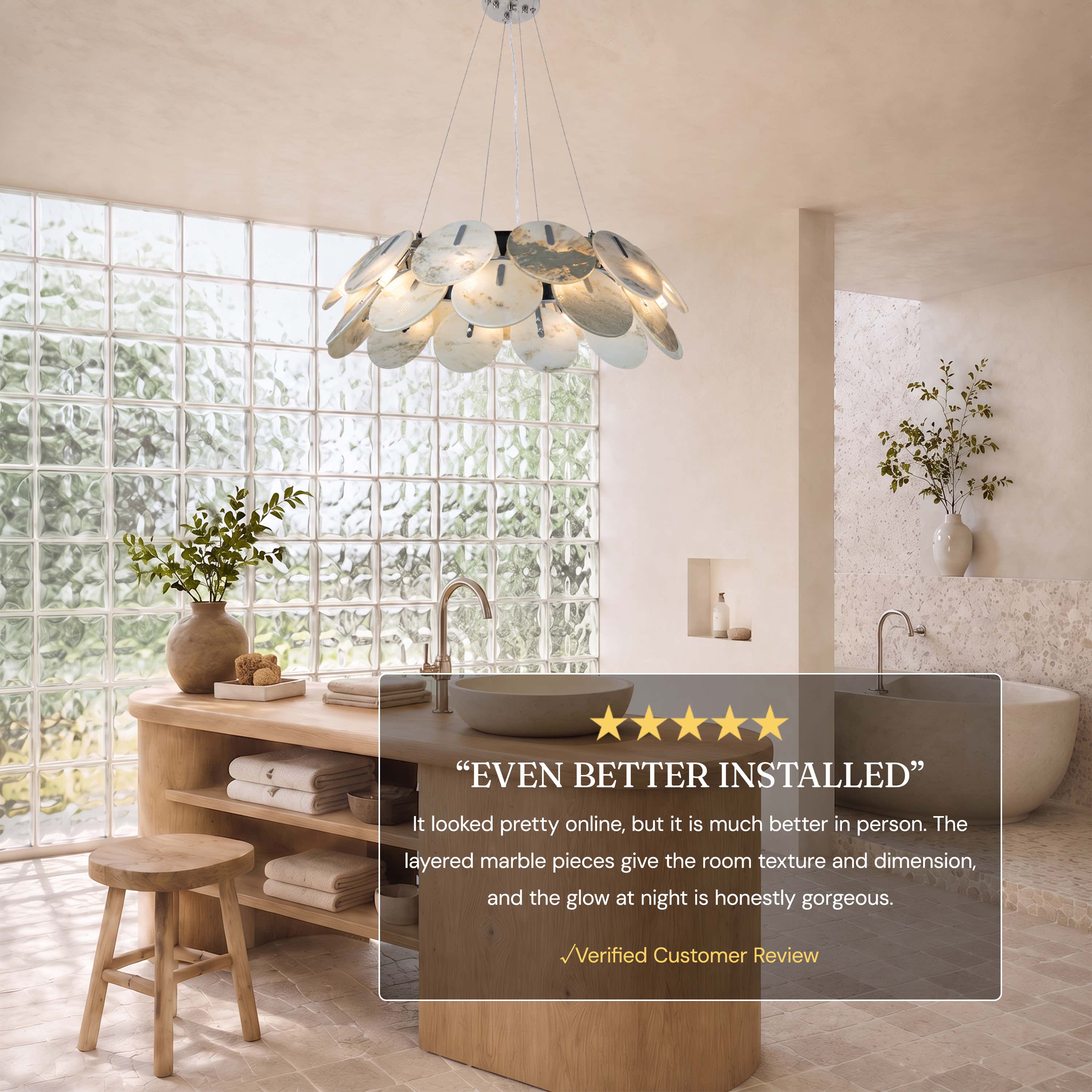 Pietra Marble Disc Chandelier 31.4"D