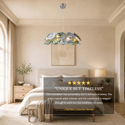 Pietra Green Marble Disc Chandelier 31.4"D