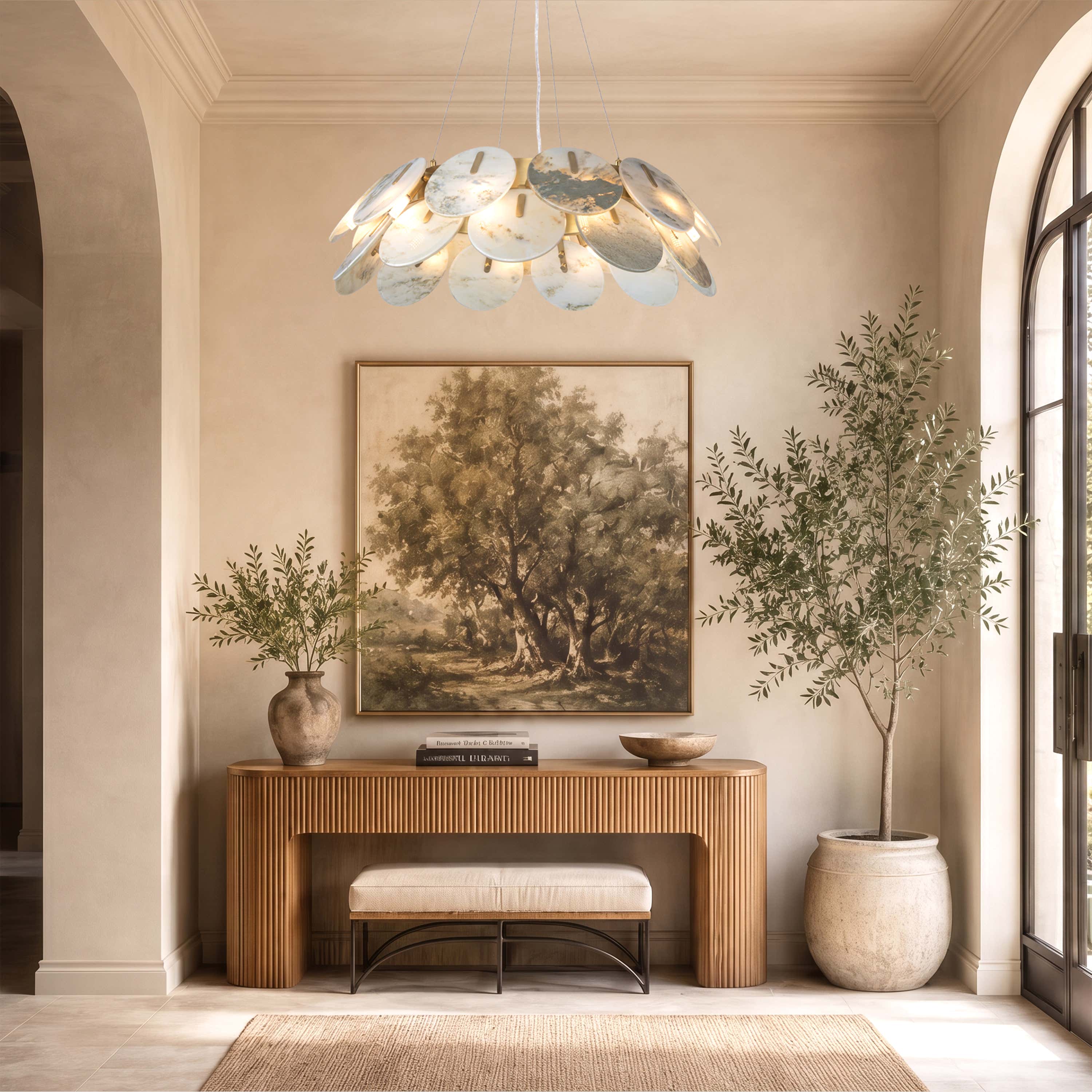 Pietra Marble Disc Chandelier 31.4"D