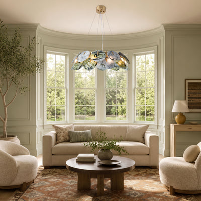 Pietra Green Marble Disc Chandelier 31.4"D