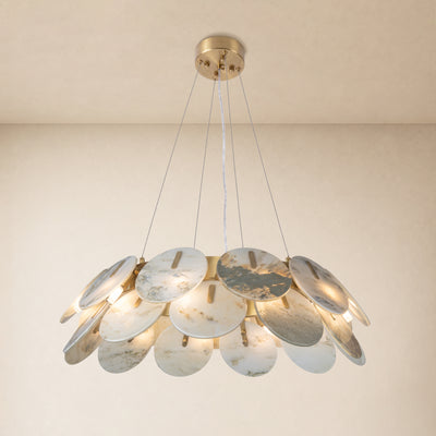 Pietra Landscape Marble Disc Chandelier 31.4"D