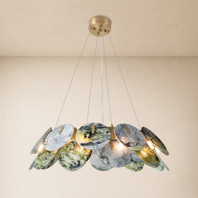 Pietra Green Marble Disc Chandelier 31.4"D 