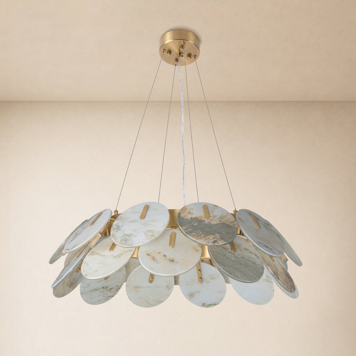 Pietra Landscape Marble Disc Chandelier 31.4"D