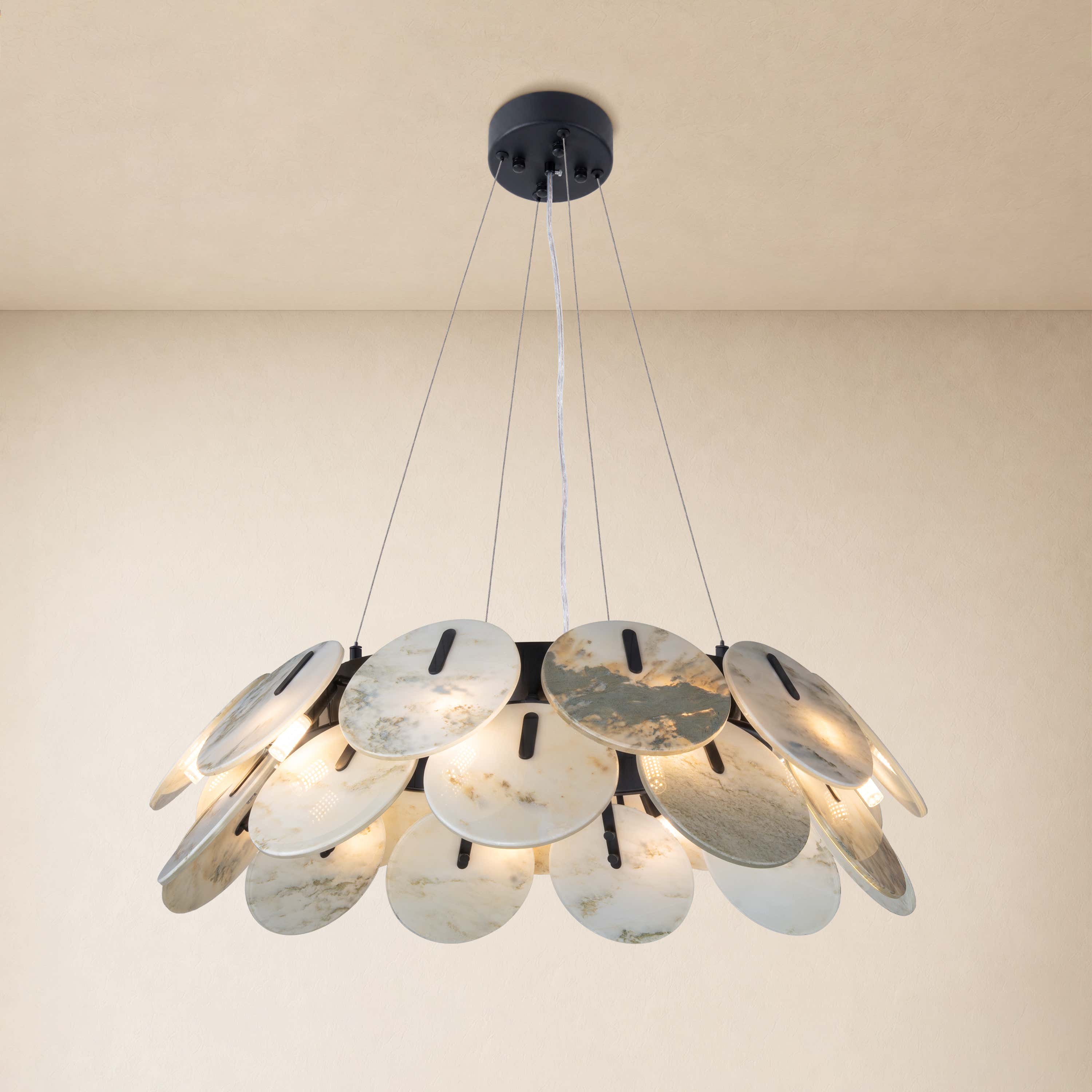 Pietra Marble Disc Chandelier 31.4"D