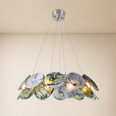 Pietra Green Marble Disc Chandelier 31.4"D 