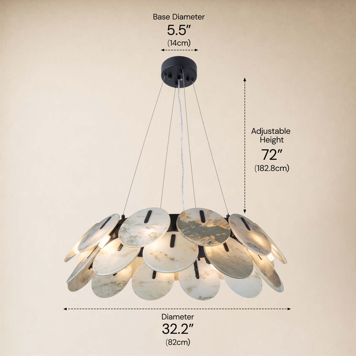 Pietra Landscape Marble Disc Chandelier 31.4"D dimensions 3