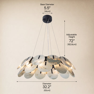 Pietra Landscape Marble Disc Chandelier 31.4"D