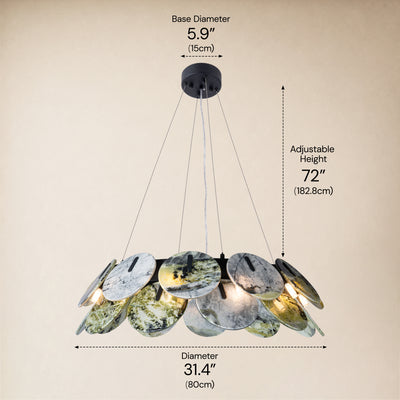 Pietra Green Marble Disc Chandelier 31.4"D 