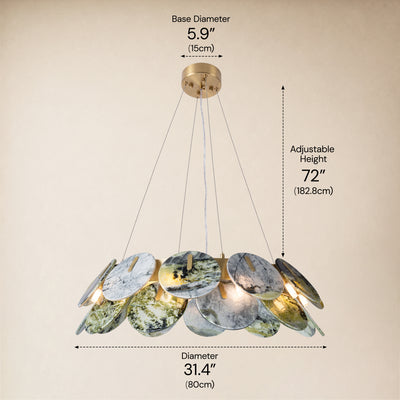 Pietra Green Marble Disc Chandelier 31.4"D 