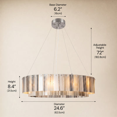 Pietra Golden Strata Marble Round Drum Chandelier 23.6"D