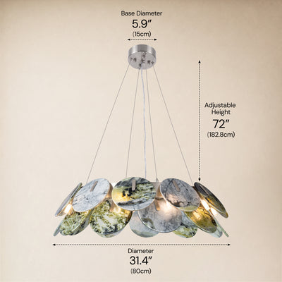 Pietra Green Marble Disc Chandelier 31.4"D 