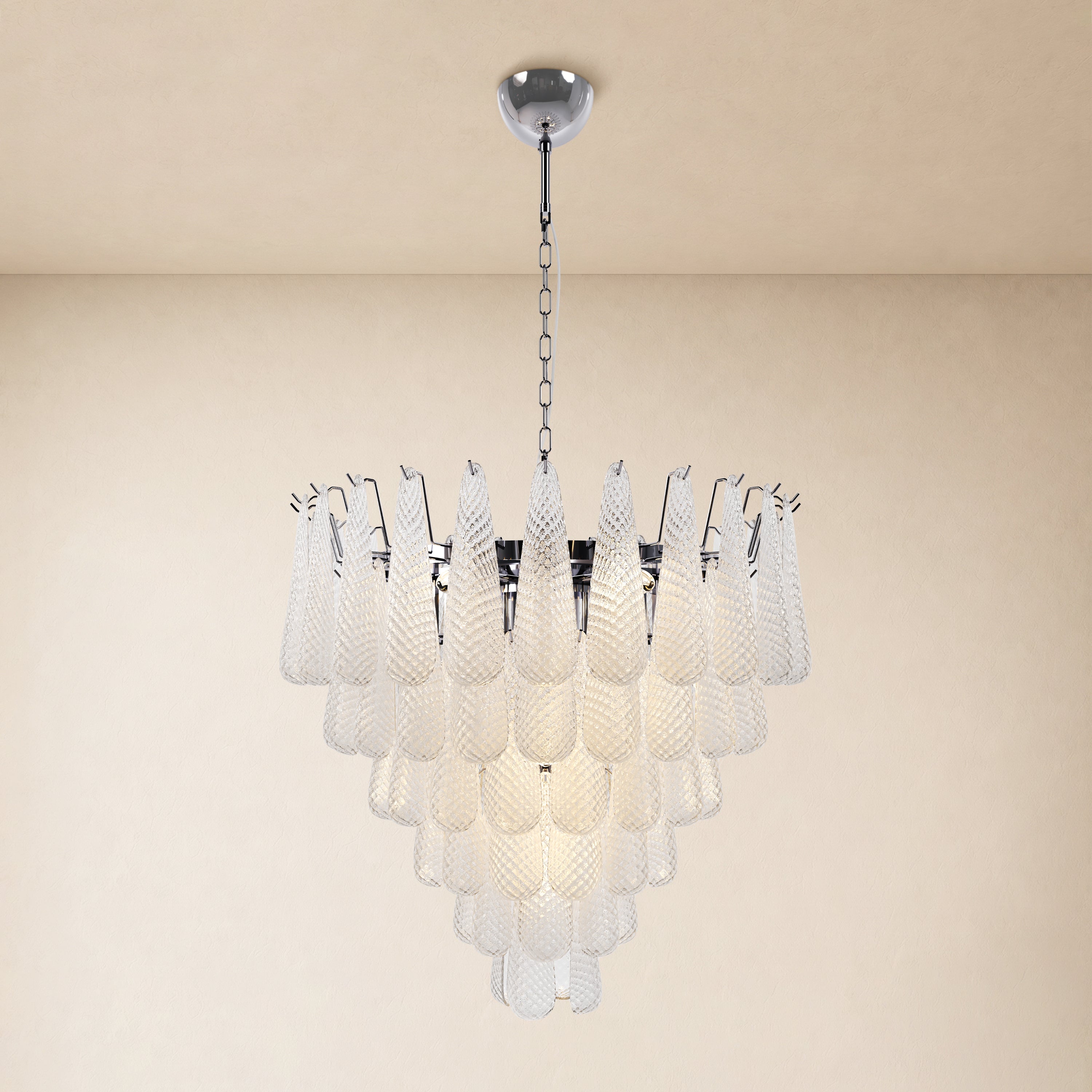 Veloria Textured Glass Tiered Round Chandelier 32"D