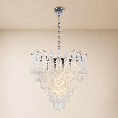 Veloria Textured Glass Tiered Round Chandelier 32"D