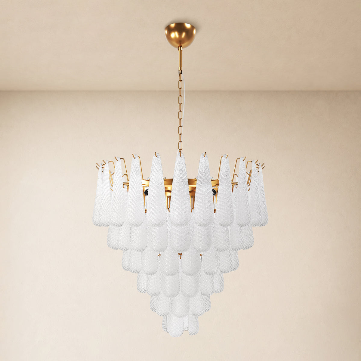 Veloria Textured Glass Tiered Round Chandelier 32"D