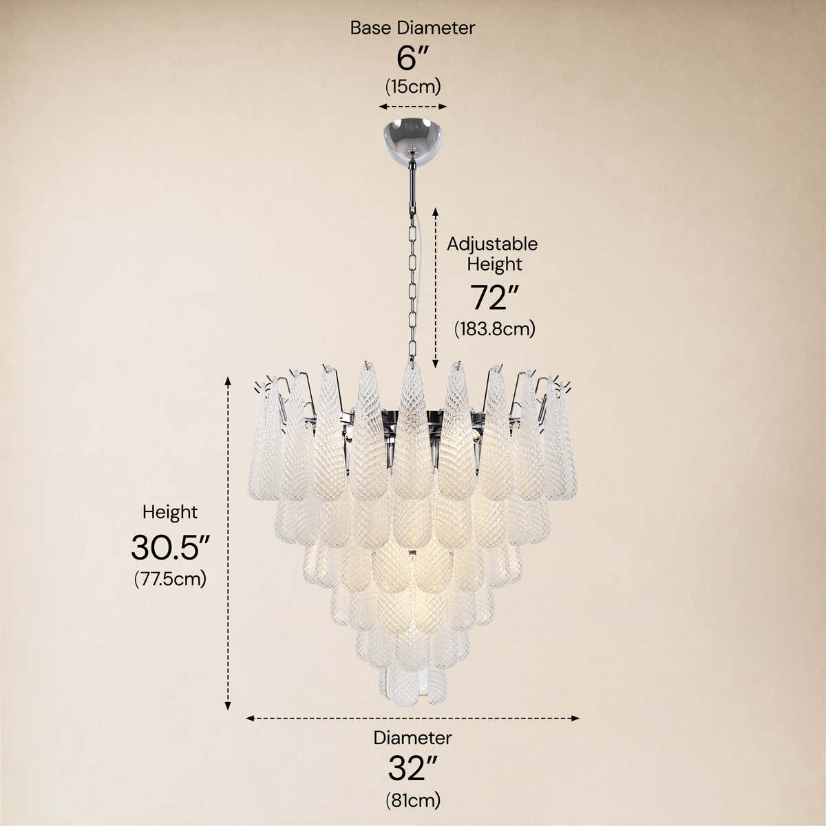 size-image #Finish_Silver,Glass_White,Size_32" dimensions 2