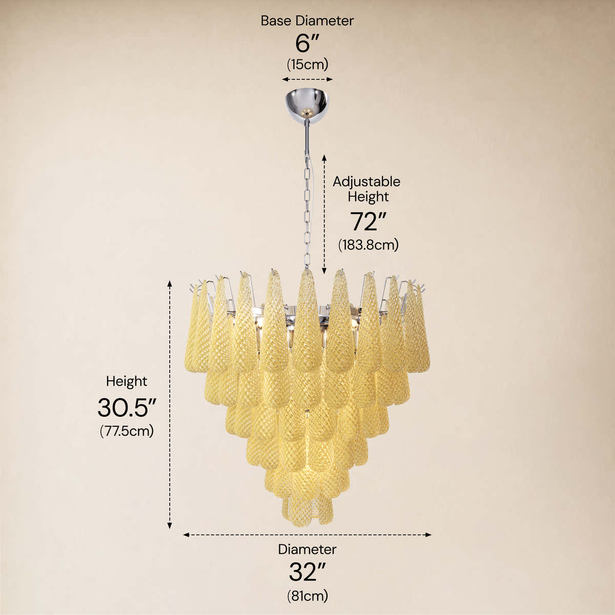 size-image #Finish_Gold,Glass_Yellow,Size_32" dimensions 6