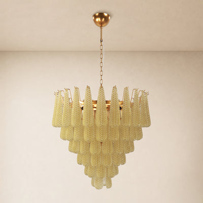 Veloria Textured Glass Tiered Round Chandelier 32"D