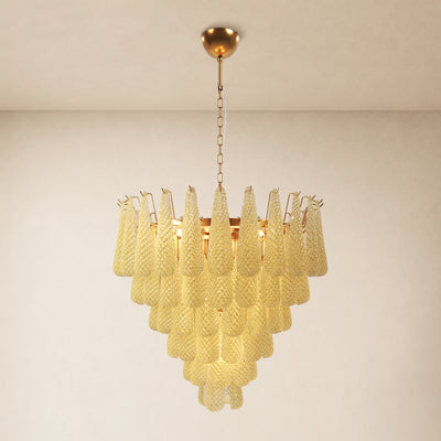 Veloria Textured Glass Tiered Round Chandelier 32"D