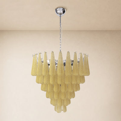 Veloria Textured Glass Tiered Round Chandelier 32"D