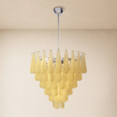 Veloria Textured Glass Tiered Round Chandelier 32"D