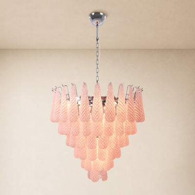 Veloria Textured Glass Tiered Round Chandelier 32"D