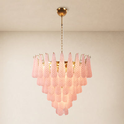 Veloria Textured Glass Tiered Round Chandelier 32"D