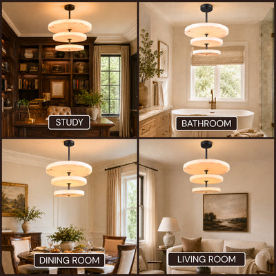 Nocturne Alabaster Layered Disc Chandelier 33.4"D
