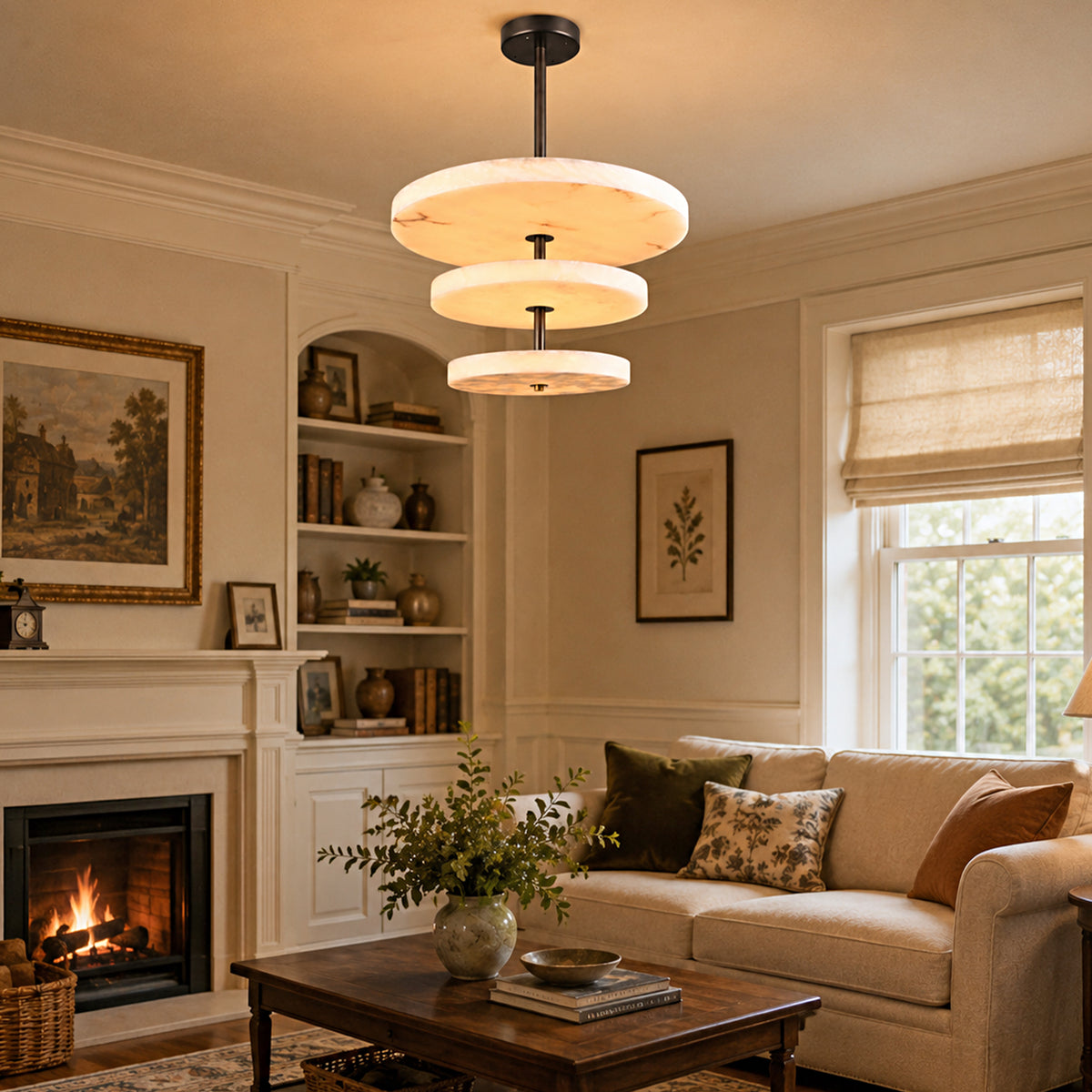Nocturne Alabaster Layered Disc Chandelier 33.4"D