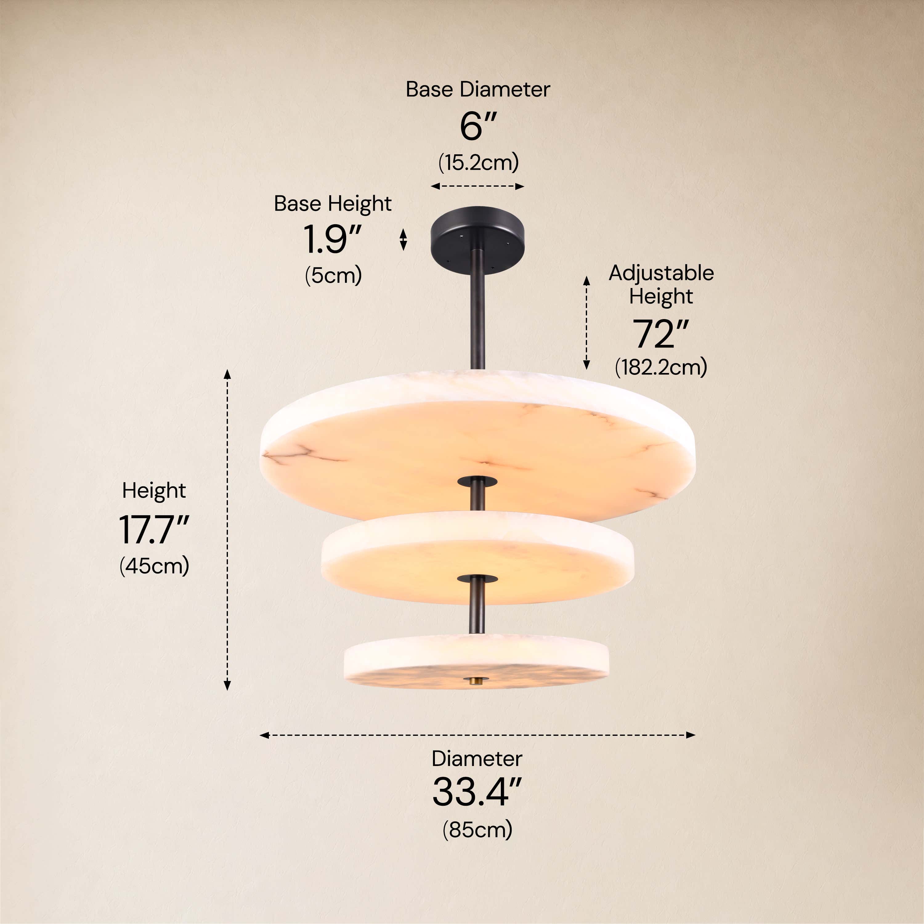 Nocturne Alabaster Layered Disc Chandelier 33.4"D dimensions 1