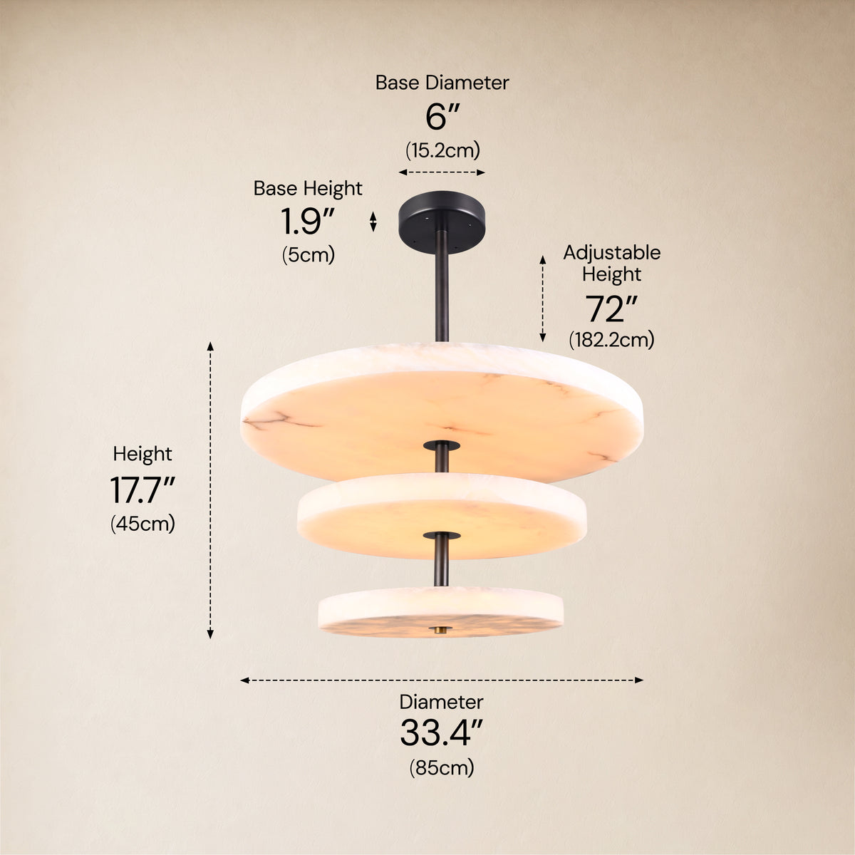 Nocturne Alabaster Layered Disc Chandelier 33.4"D