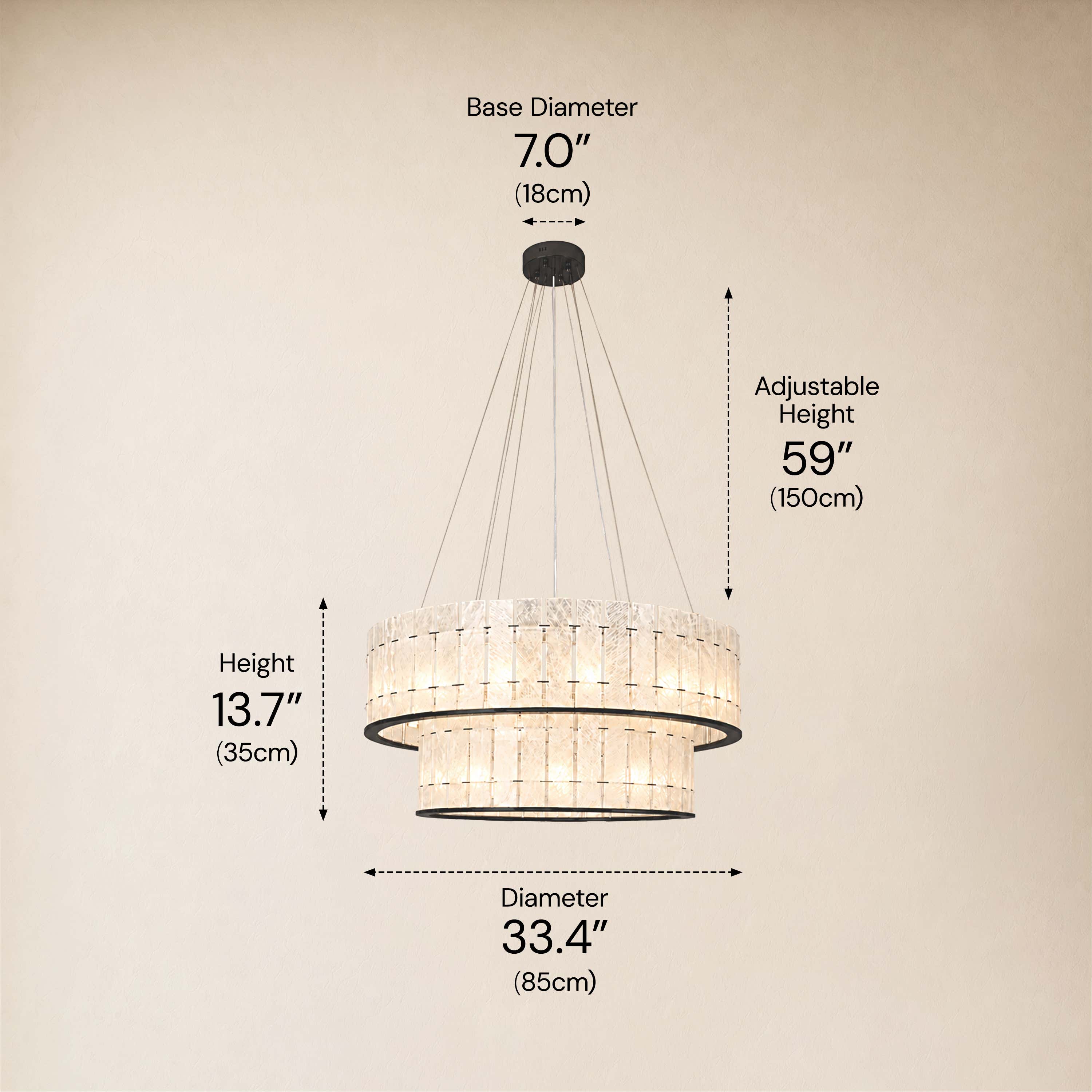 Pietra Clear Crystal Round Drum Chandelier 33.4"D