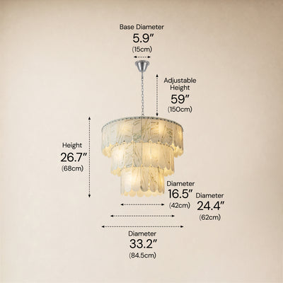 Pietra Willow White Marble Tiered Drum Chandelier 33.4"D