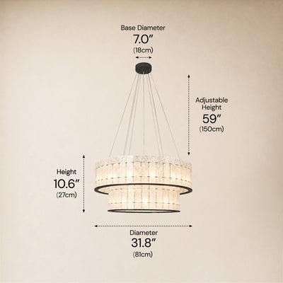 Pietra Arctic White Marble Round Drum Chandelier 33.4"D