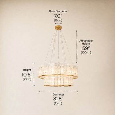 Pietra Arctic White Marble Round Drum Chandelier 33.4"D