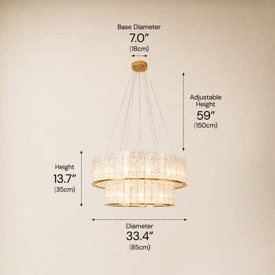 Pietra Clear Crystal Round Drum Chandelier 33.4"D