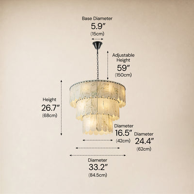 Pietra Willow White Marble Tiered Drum Chandelier 33.4"D
