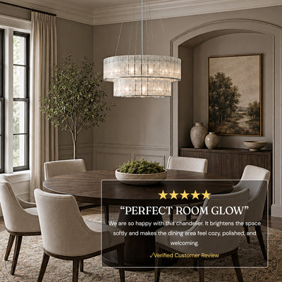 Pietra Arctic White Marble Round Drum Chandelier 33.4"D