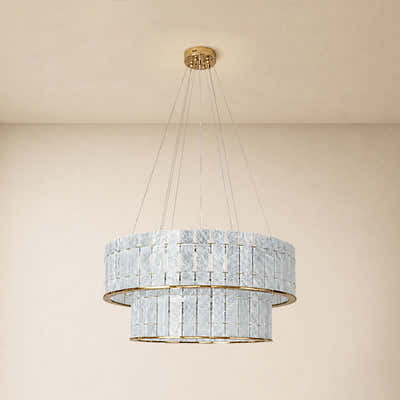 Pietra Clear Crystal Round Drum Chandelier 33.4"D