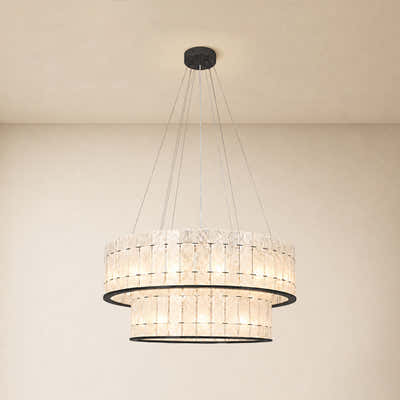 Pietra Clear Crystal Round Drum Chandelier 33.4"D