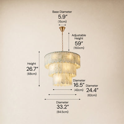 Pietra Willow White Marble Tiered Drum Chandelier 33.4"D
