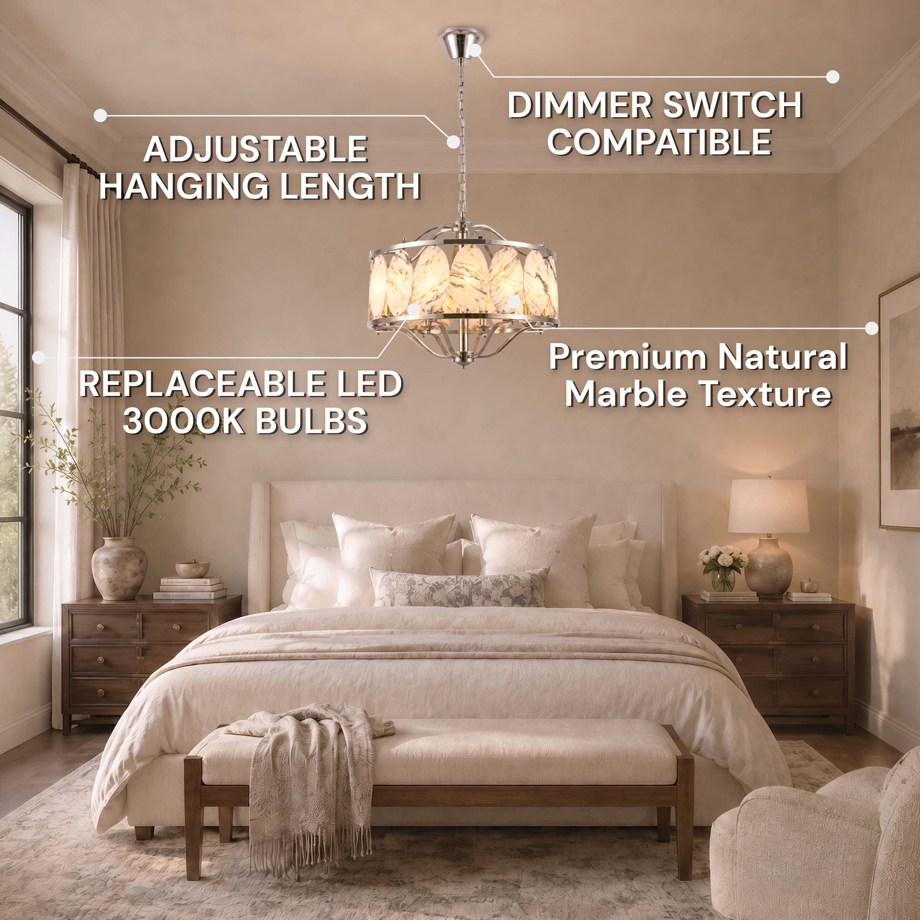 Pietra Quartize Round Chandelier 33.4"D