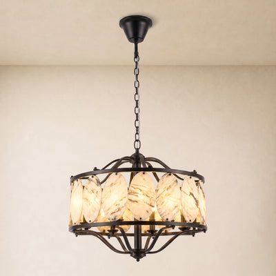 Pietra White Ink Marble Round Chandelier 33.4"D