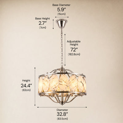 Pietra White Ink Marble Round Chandelier 33.4"D