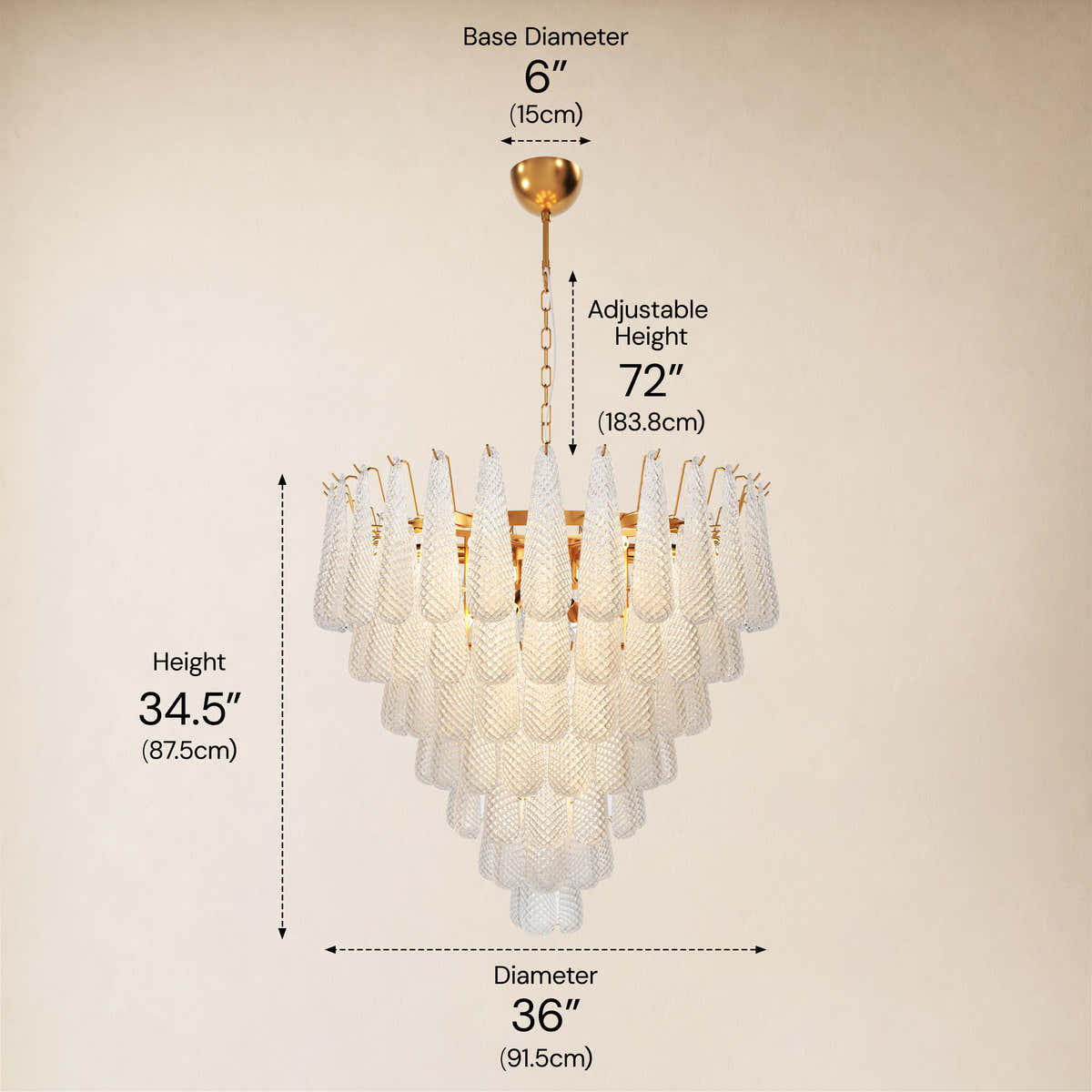 size-image #Finish_Gold,Glass_White,Size_36" dimensions 1