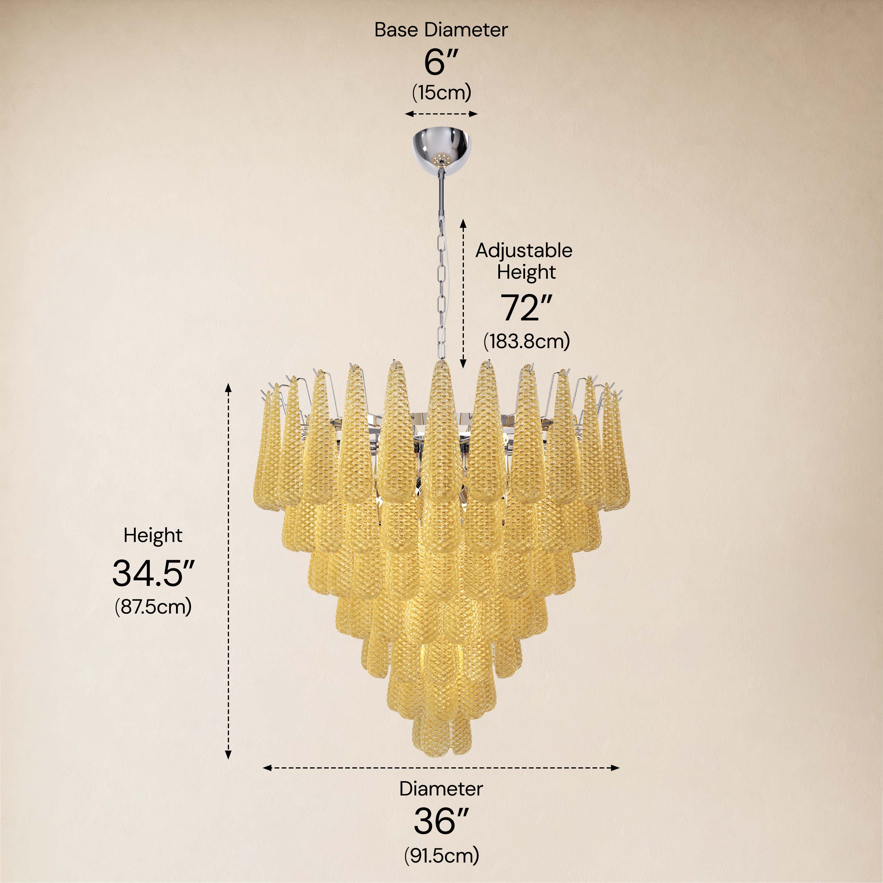 size-image #Finish_Silver,Glass_Yellow,Size_36" dimensions 6