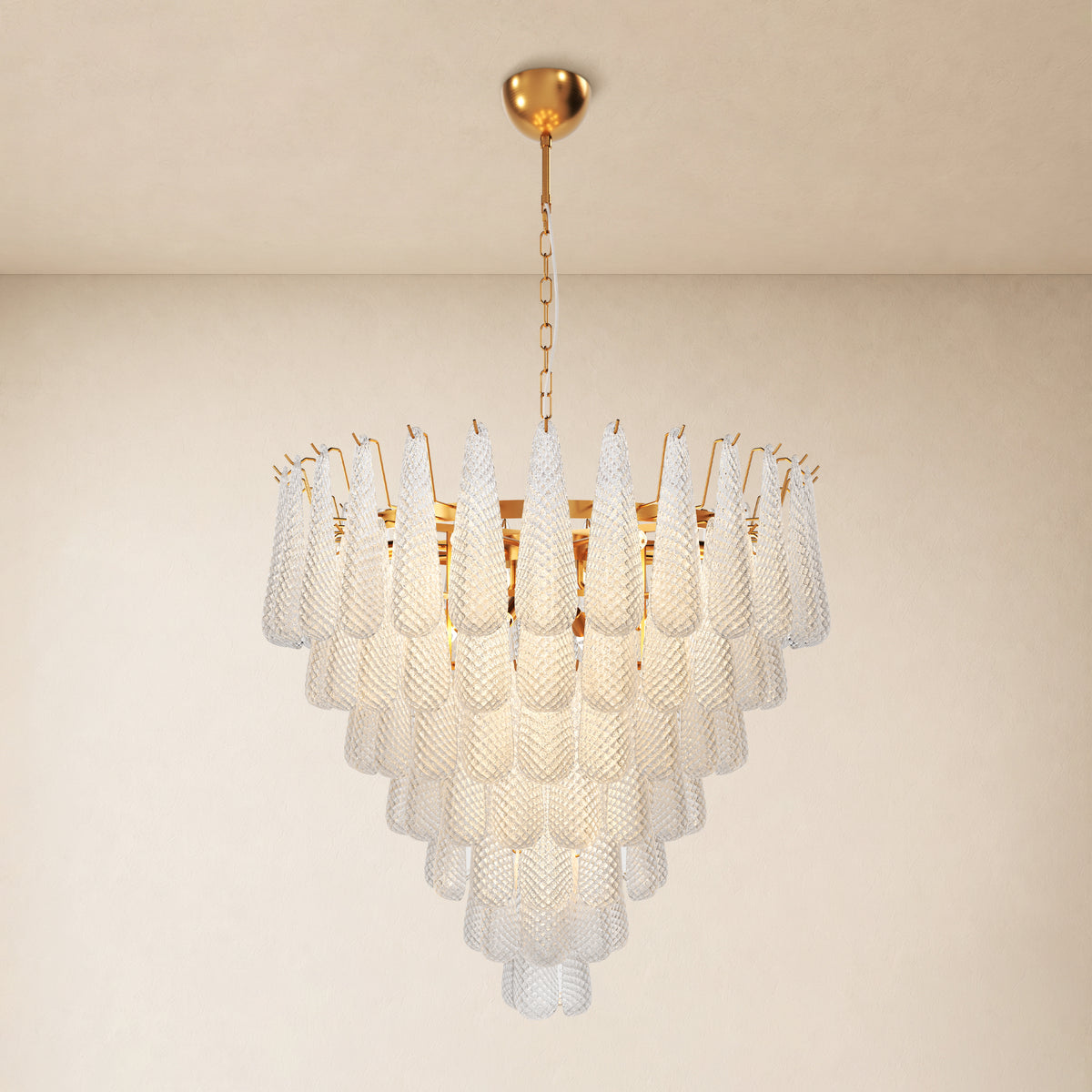 Veloria Textured Glass Tiered Round Chandelier 36"D
