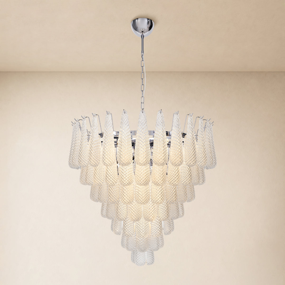 Veloria Textured Glass Tiered Round Chandelier 36"D